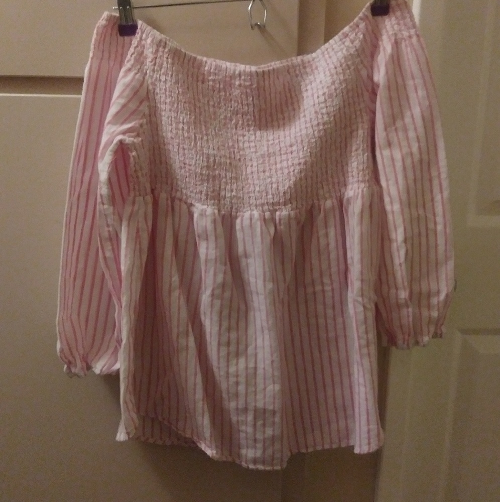 Candy Striped Cold Shoulder Top